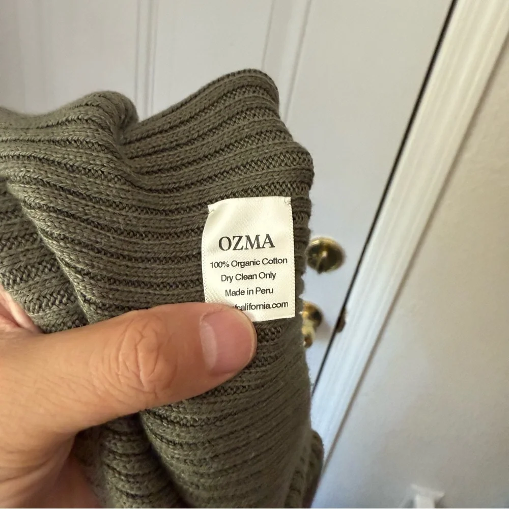 Ozma Ribbed Wide-Leg Knit Pants - Olive Green 100% Organic Cotton